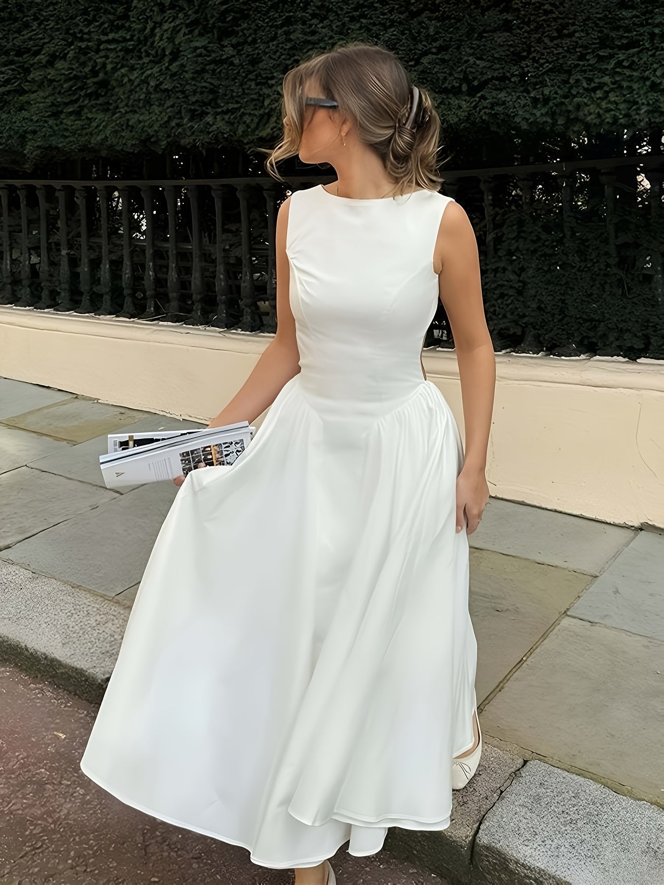 Women's Off-Shoulder Sleeveless Ivory Breeze Dress