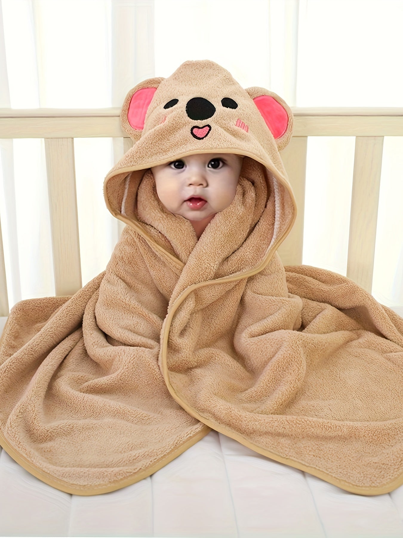 Adorable Animal Design Baby Boy's Soft Hooded Bathrobe