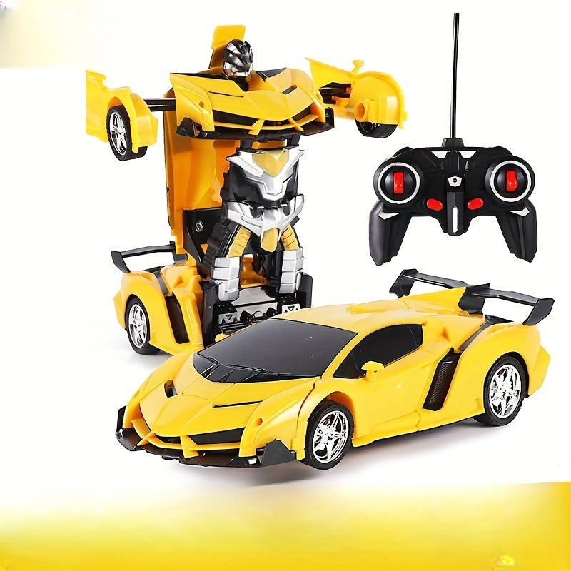 Transforming RC Robot Police Car Toy - One-Click Transformation, Remote Control