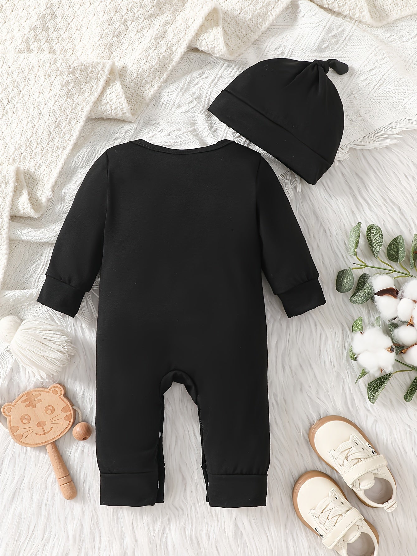 Baby Boy's ' MY 1ST NEW YEAR ' Print Long Sleeves Jumpsuit & Hat Co Ord