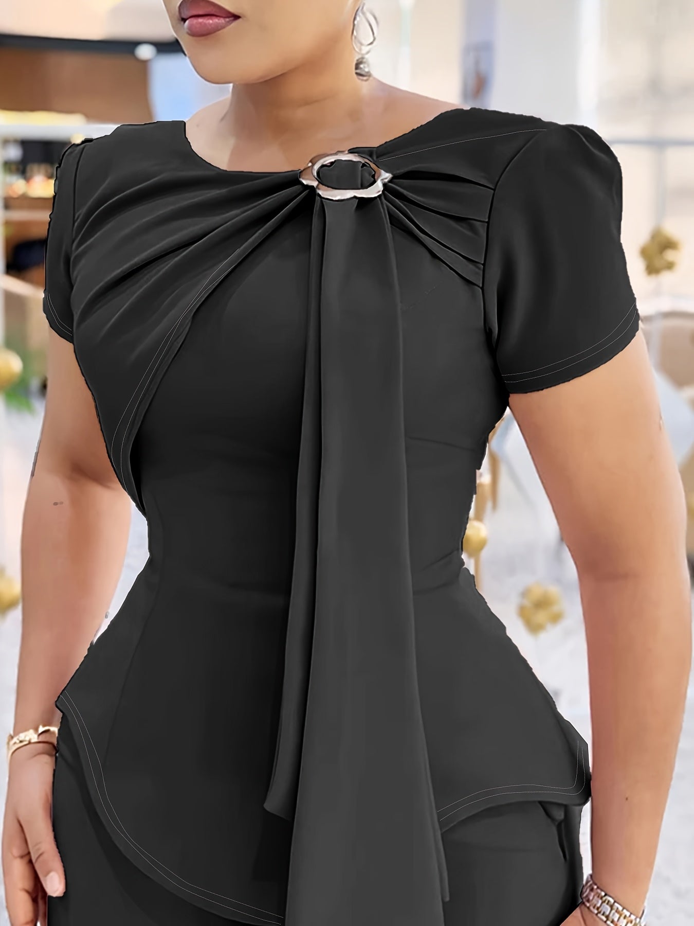Desired Monochrome Pleated  Top and Pants Set