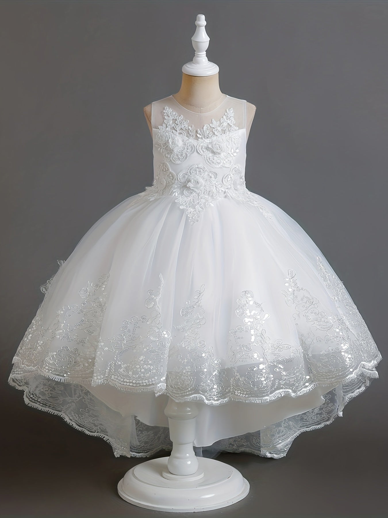 Elegant Embroidered Lace Princess Tutu Dress for Girls