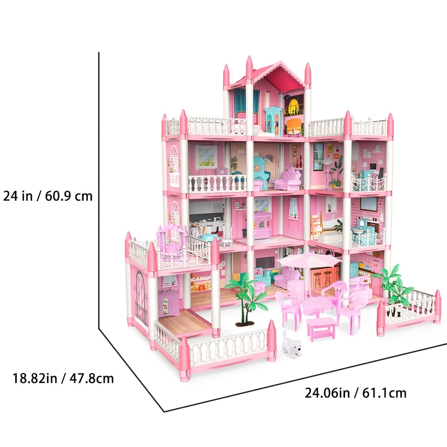 Doll set contains 11 rooms and furniture accessories