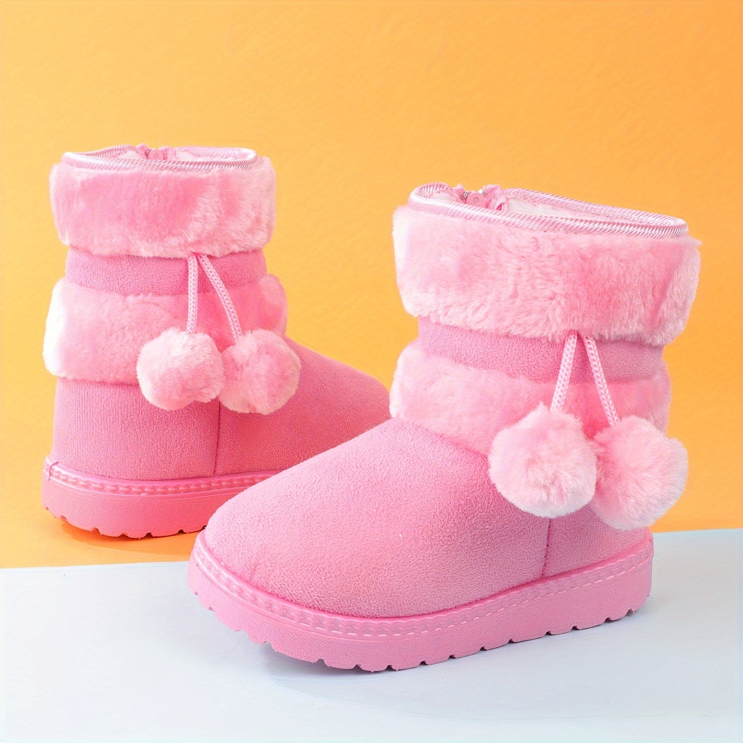 Cute Plush Ball Comfortable Boots For Girls