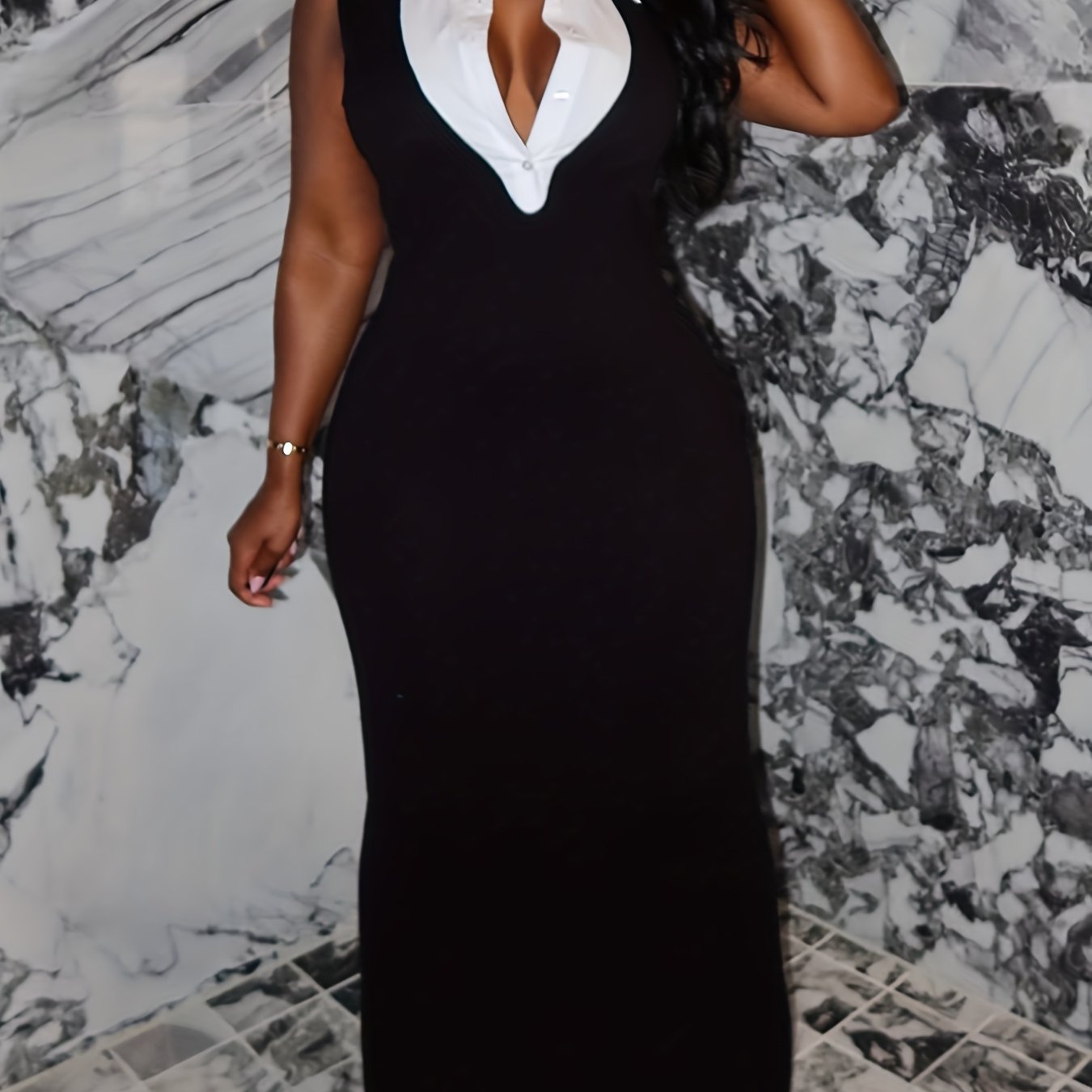 Bold Stitch Siren Slit Maxi Dress