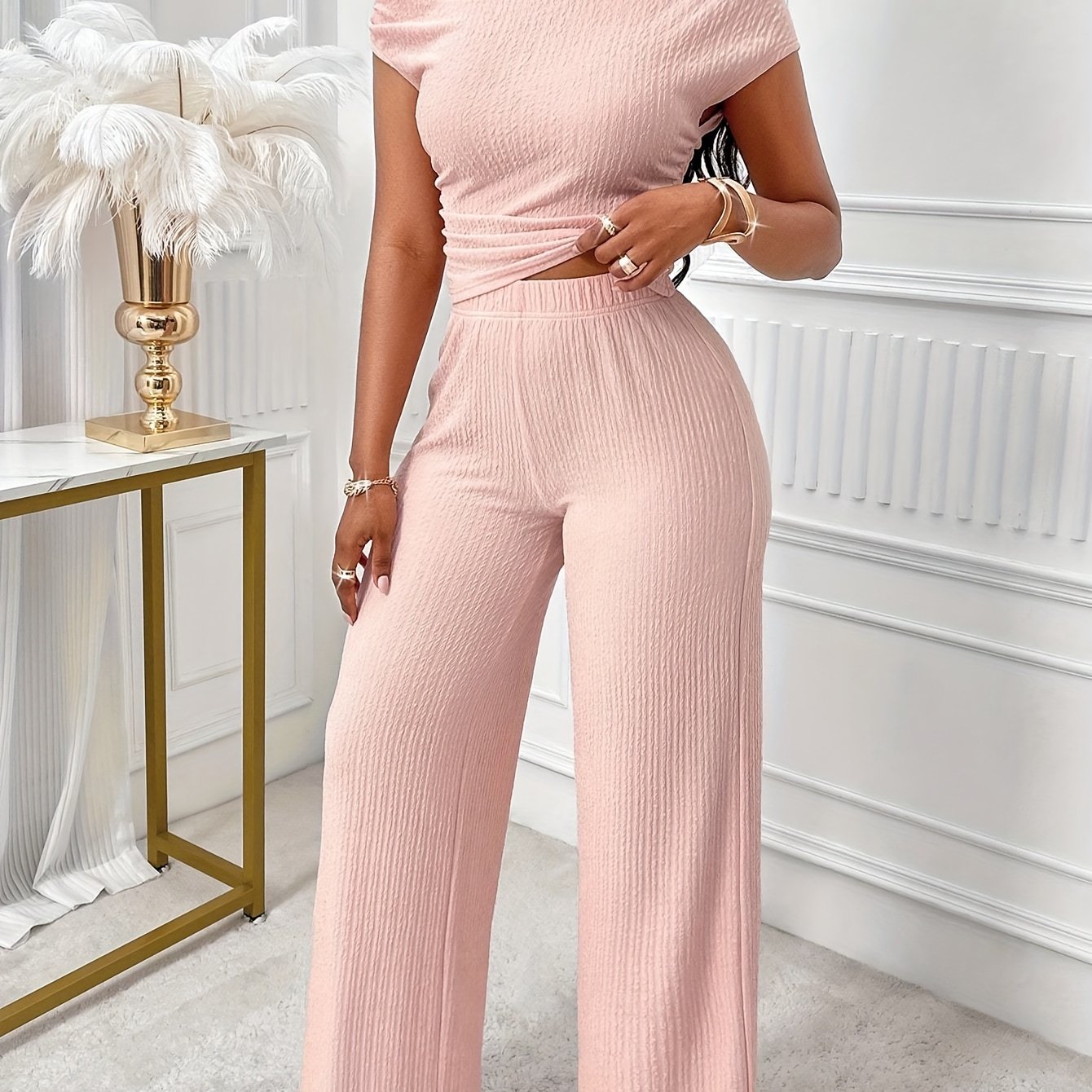 Women's Polyester Knit Two-Piece Pantsuit