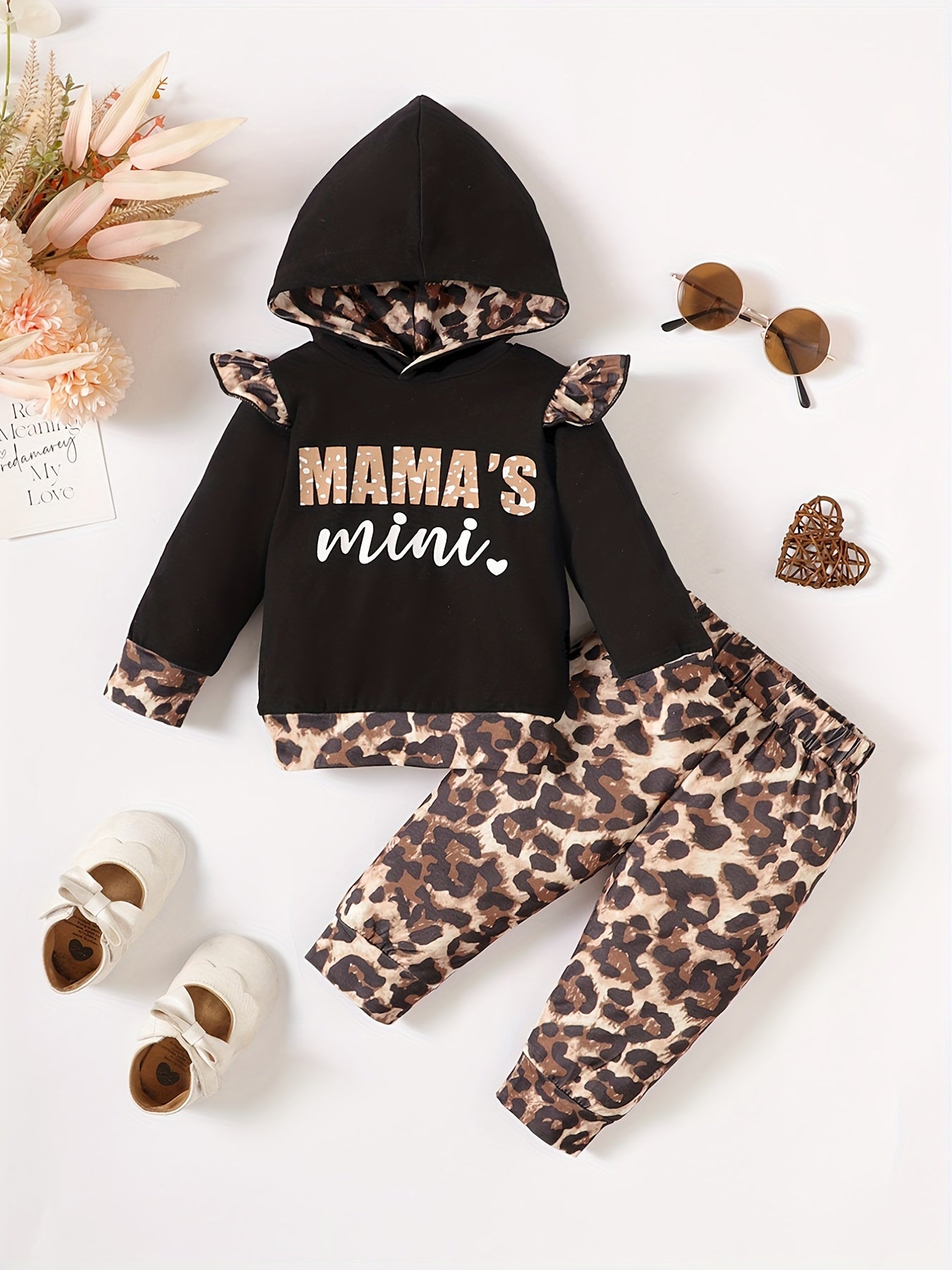 Leopard Pattern Baby Girls Hoodie &  Matching Pants Set