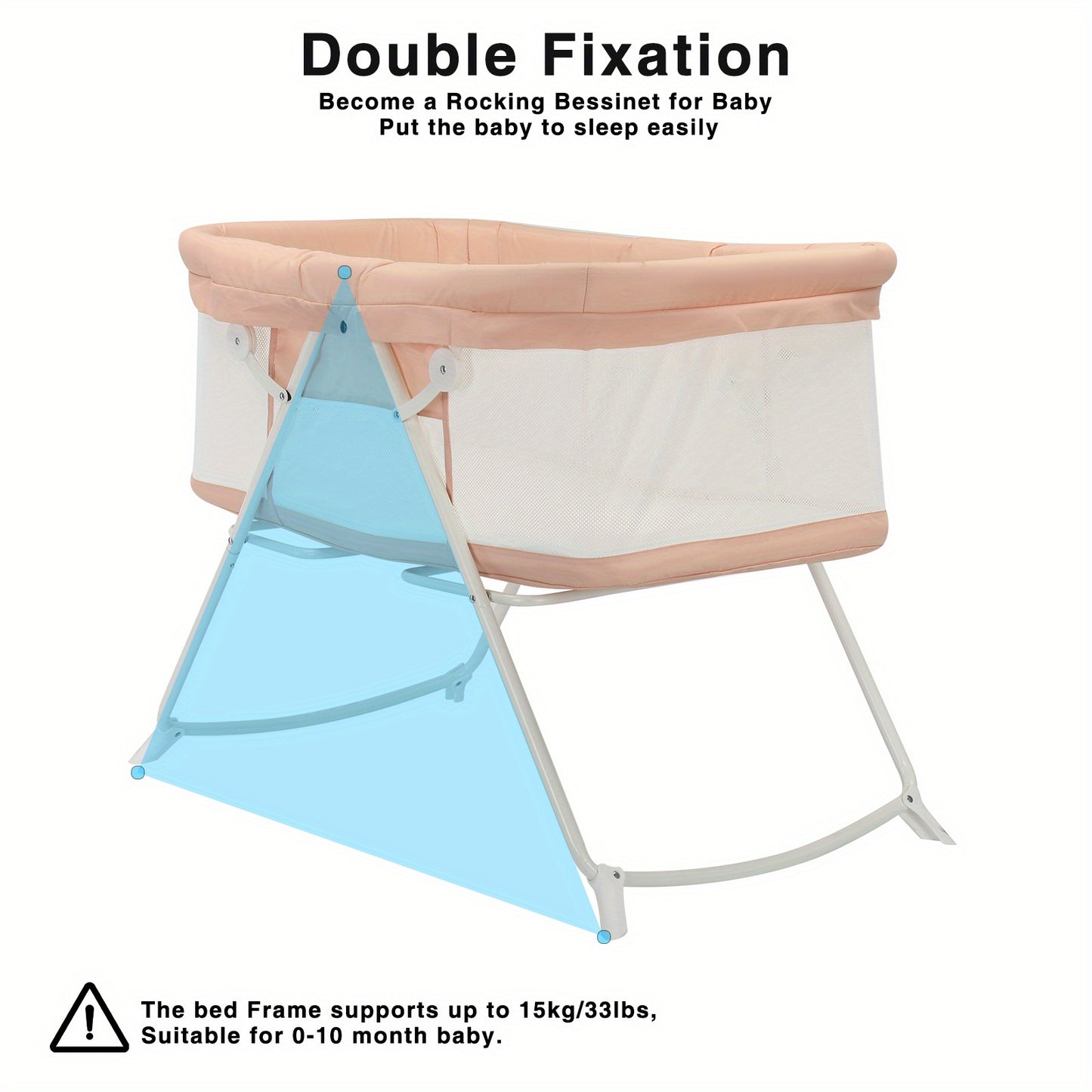 Baby cot, 2-in-1 baby cot and bassinet, Easy folding travel cot with mattress included, Multifunctional bassinet baby