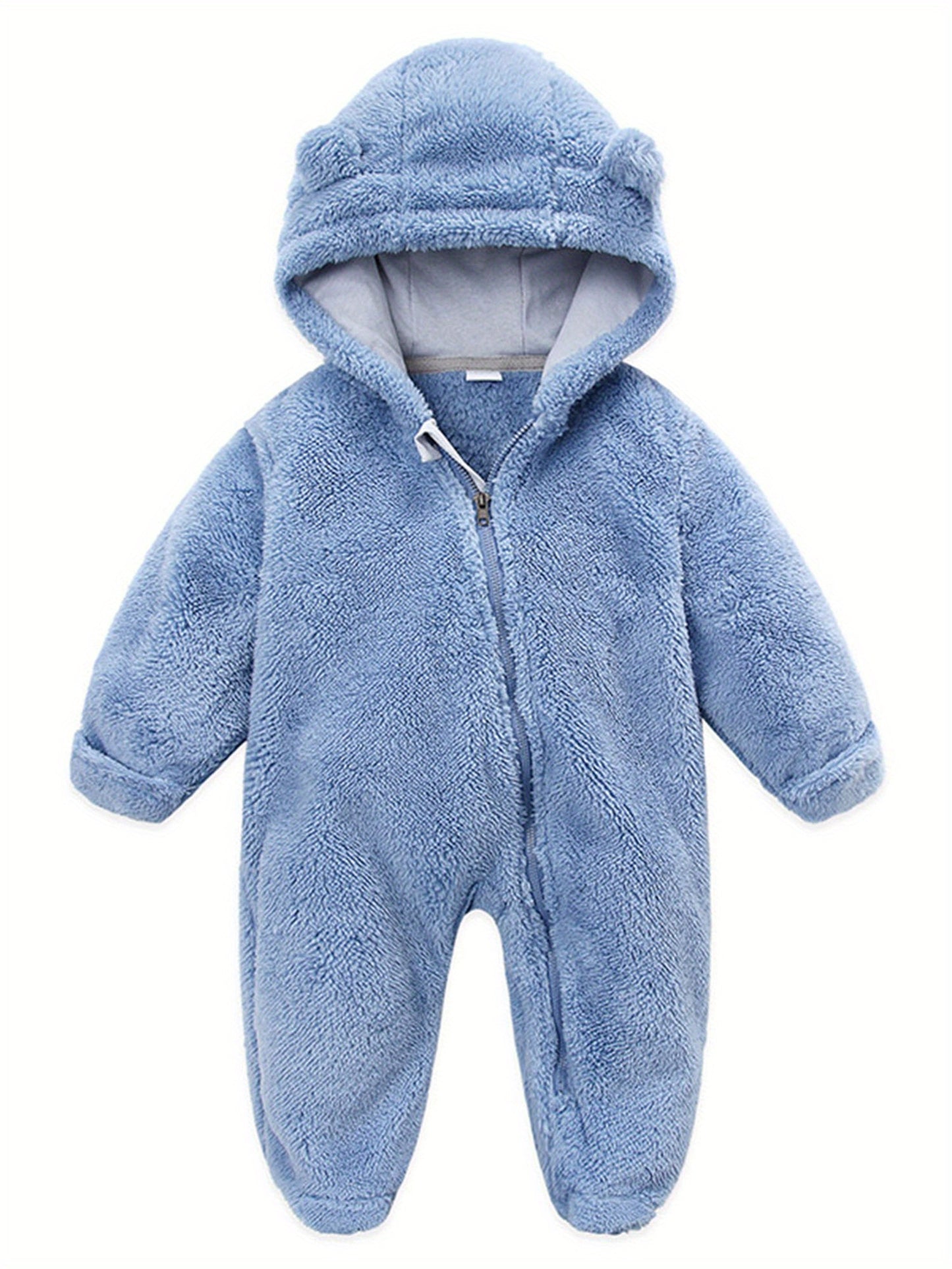 Baby Girl Boy Fleece Snowsuit Bear Jumpsuit Hooded