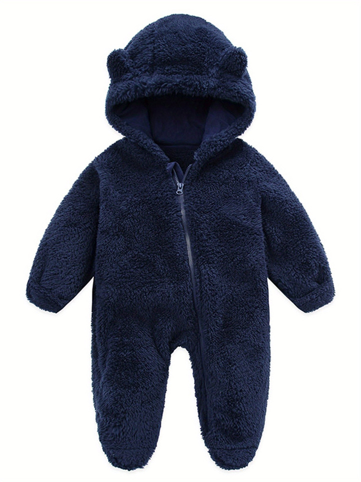 Baby Girl Boy Fleece Snowsuit Bear Jumpsuit Hooded