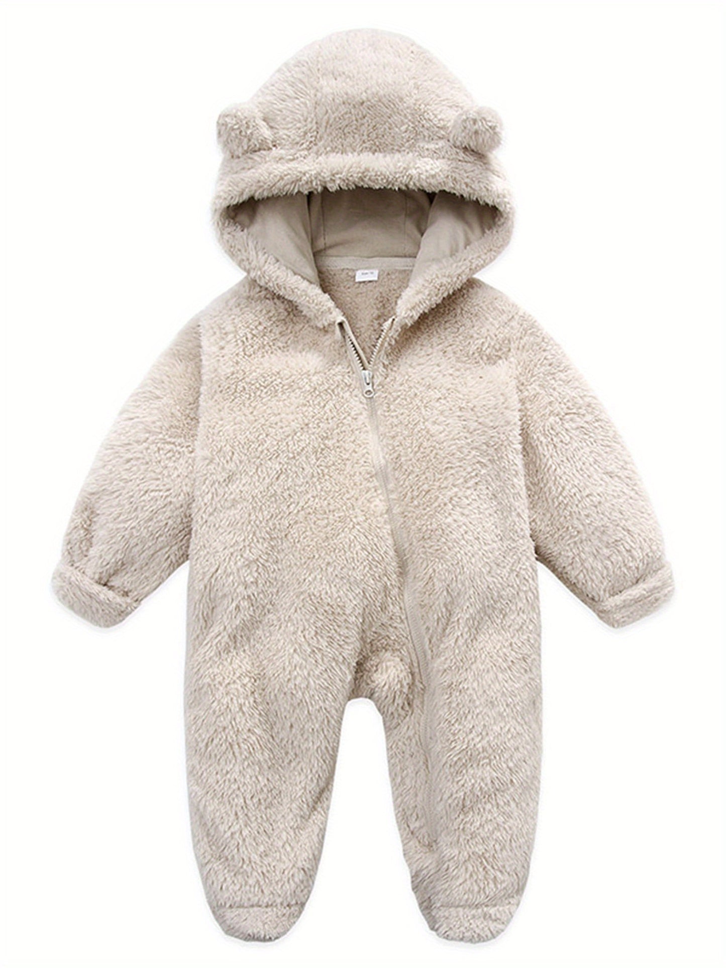 Baby Girl Boy Fleece Snowsuit Bear Jumpsuit Hooded