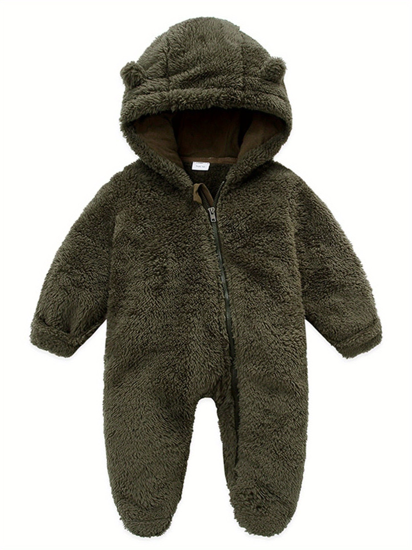 Baby Girl Boy Fleece Snowsuit Bear Jumpsuit Hooded