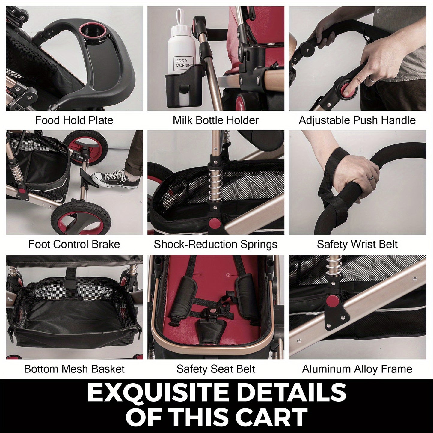 VEVOR 3 in 1 Portable Infant Strollers Jogger Stroller