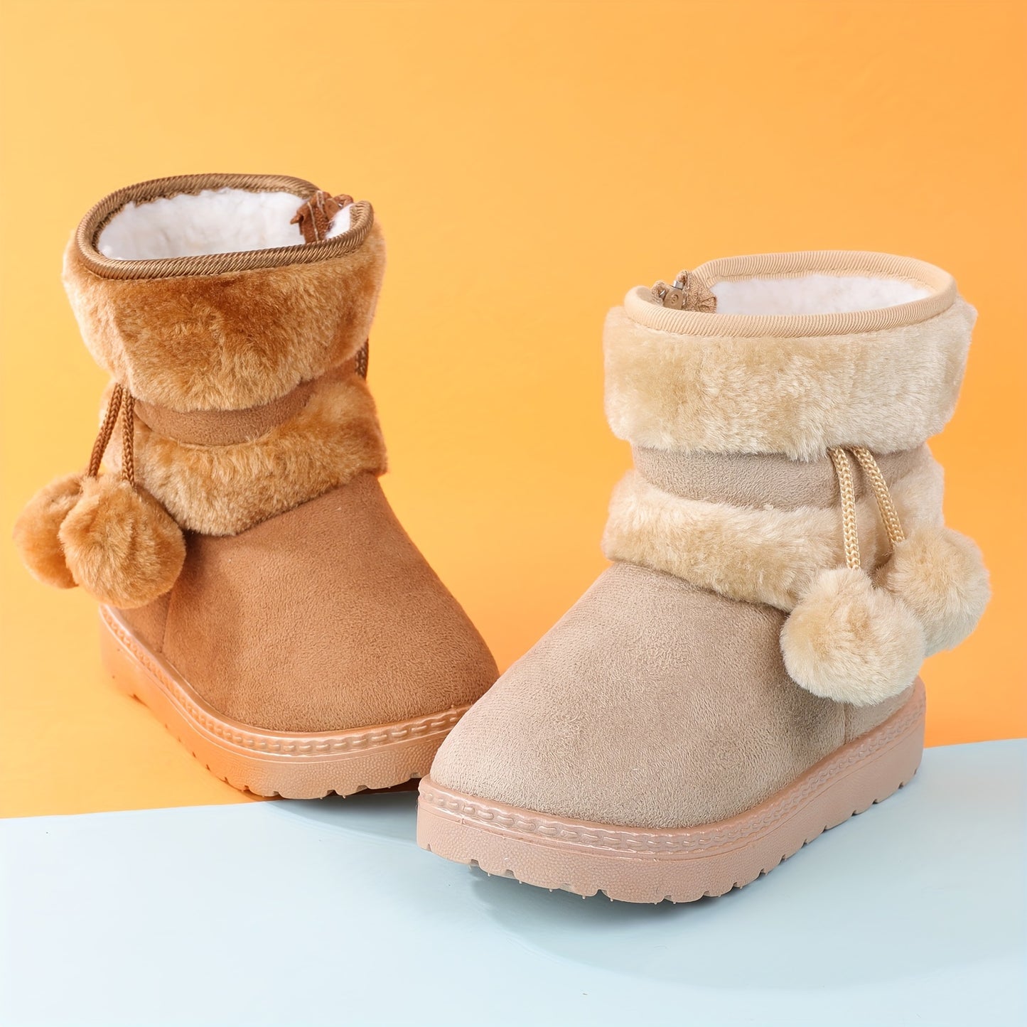 Cute Plush Ball Comfortable Boots For Girls