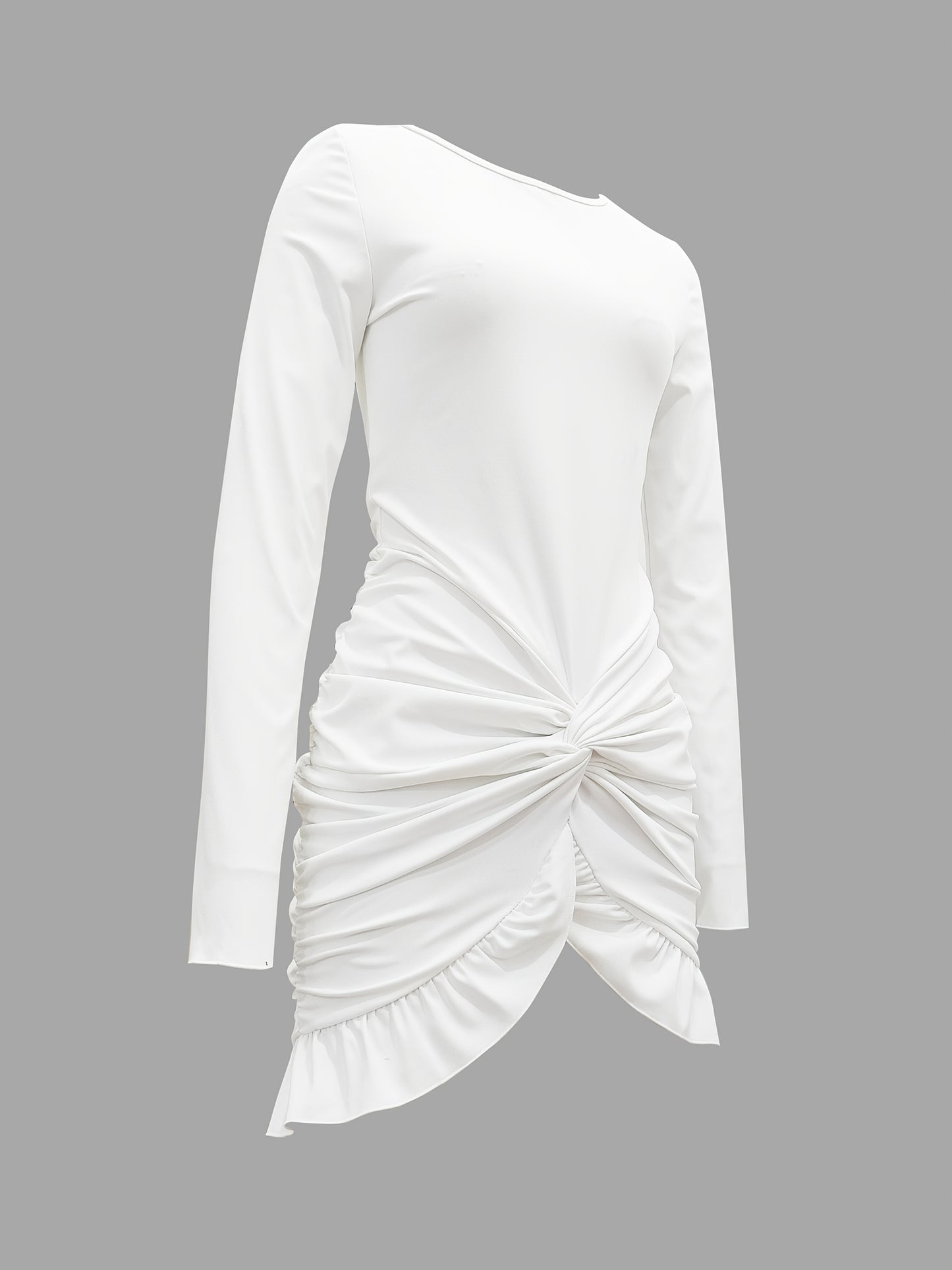 Polyester Knit Fabric Fitted Crew Neck Casual Dress, Solid Color, 100g/m², with Zipper Closure, for Adult, Outdoor