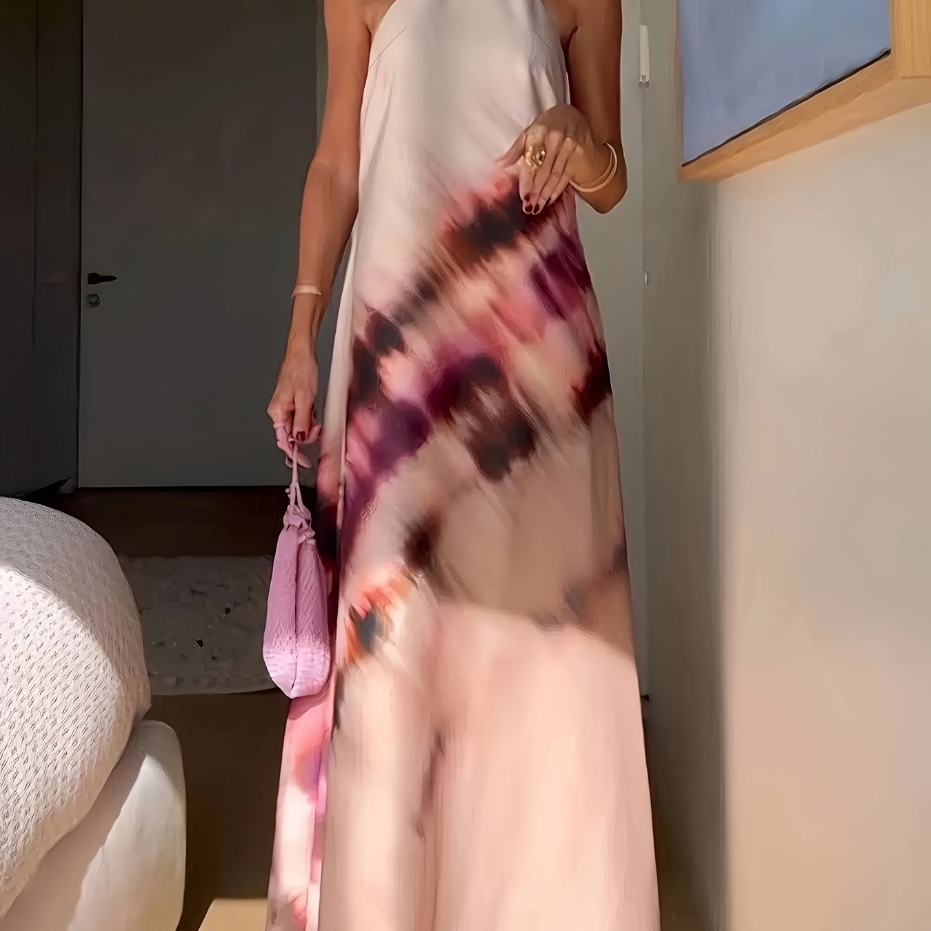 Tie-Dye Halter Waves of Elegance Dress
