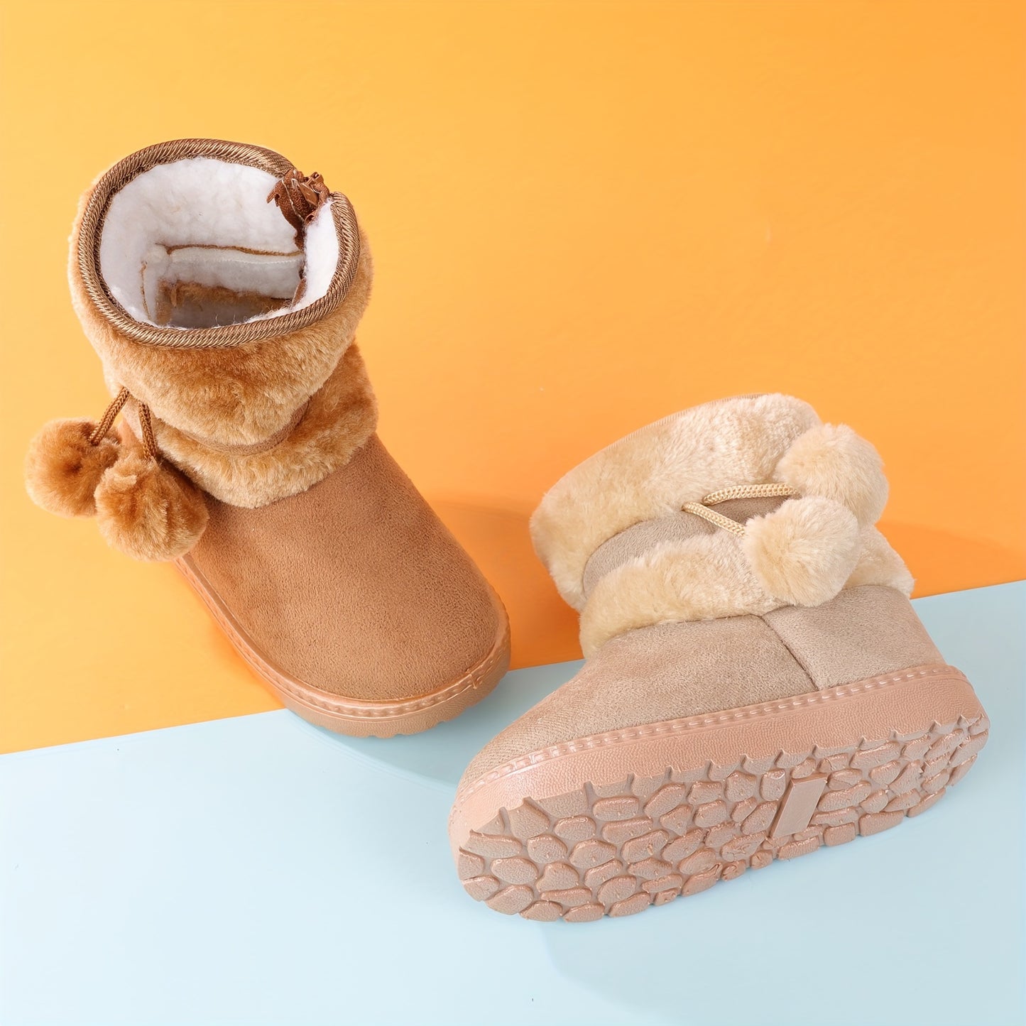 Cute Plush Ball Comfortable Boots For Girls