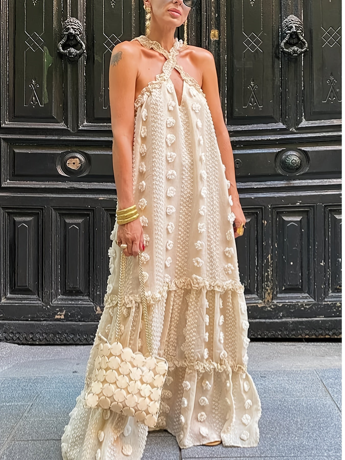 Bare Bloom Embroidered Dress