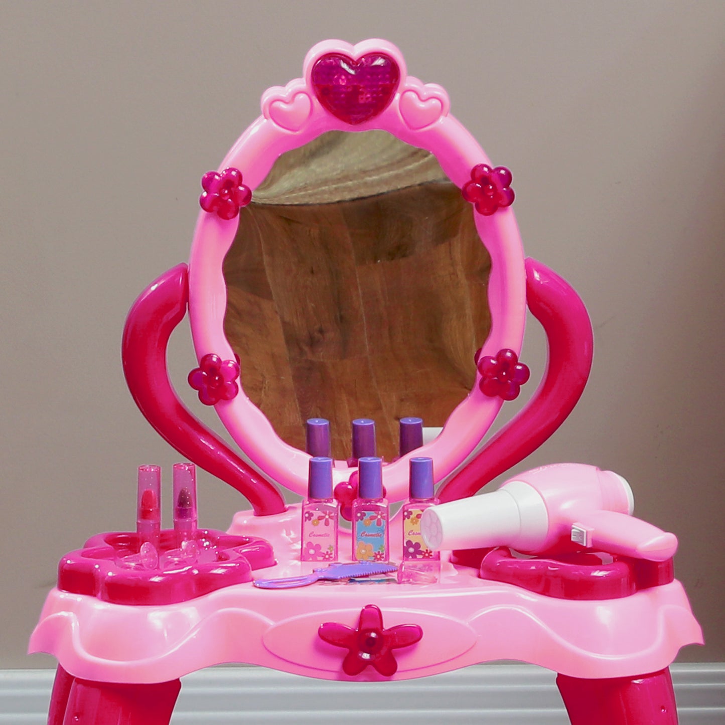 Kids Dressing Table with Mirror and Stool, Kids Vanity Table