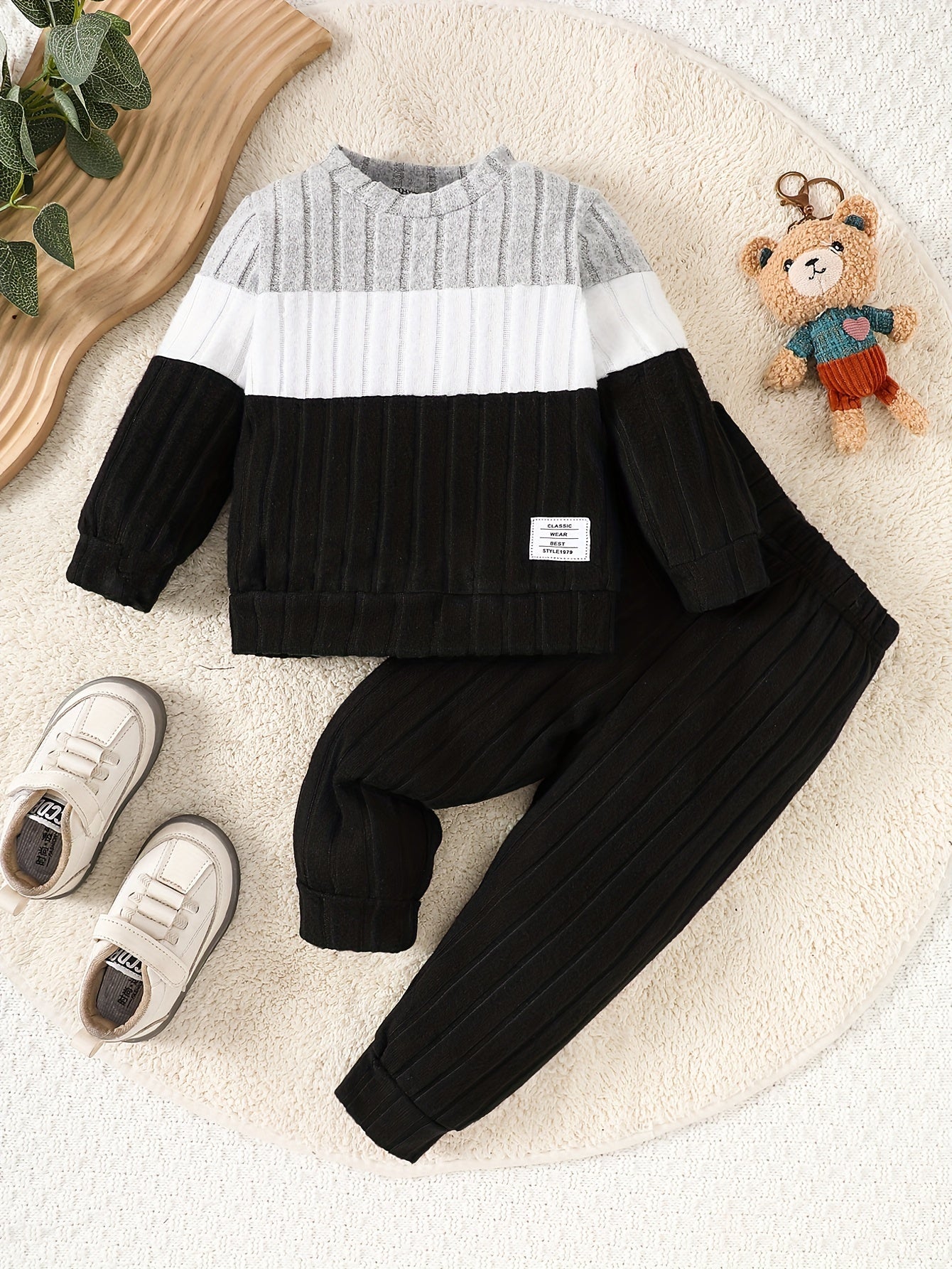 Long Sleeve Letter Embroidery Top & Pants