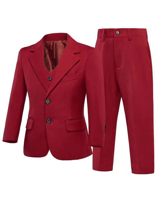 Solid Color Long Sleeve Blazer Shirt With Bow + Pants Set, Formal Blazer Suit For Banquet, Wedding And Outdoor Performance