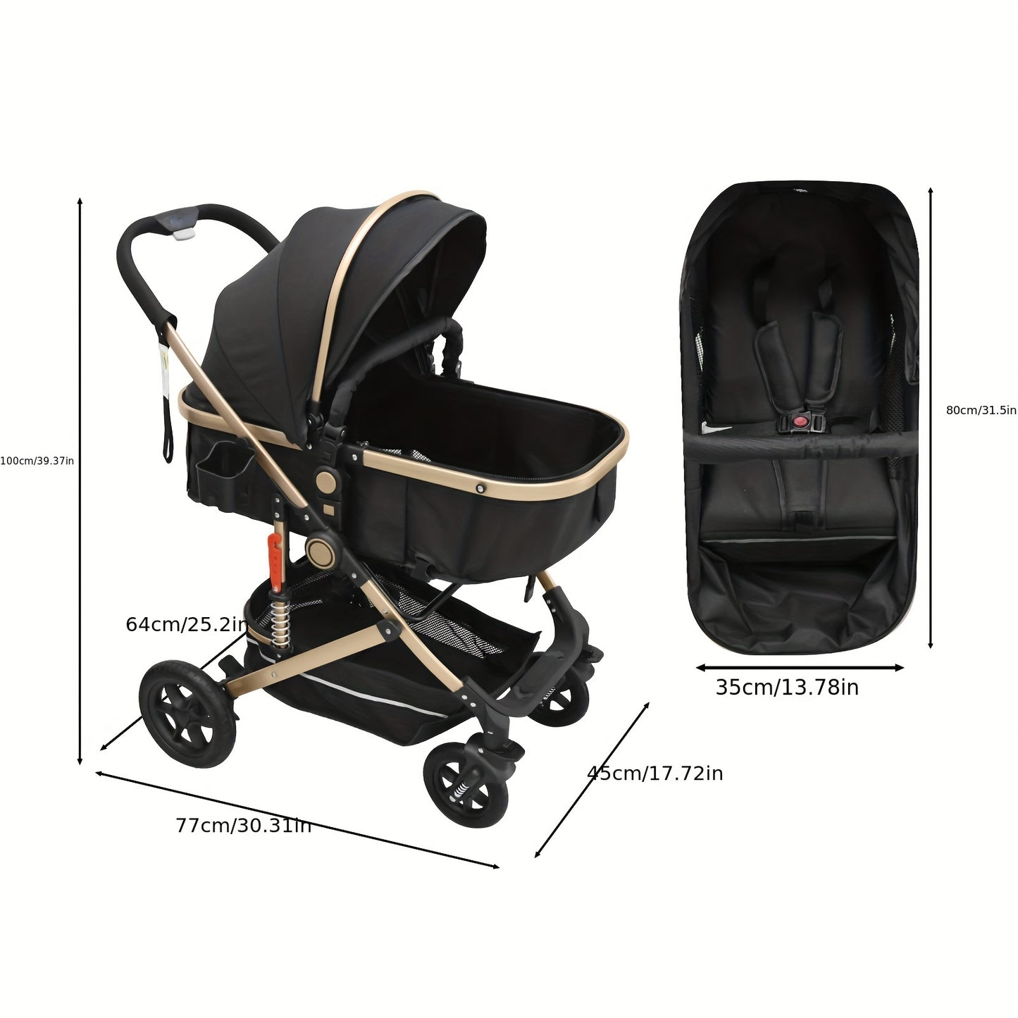 Baby Pram Buggy All In 1 Travel System Pushchair One Size