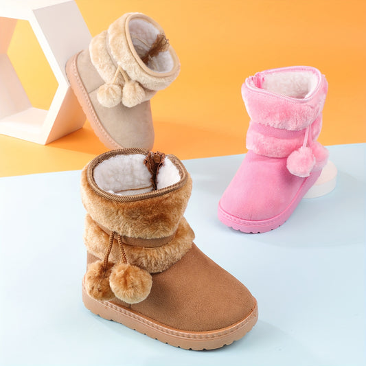 Cute Plush Ball Comfortable Boots For Girls