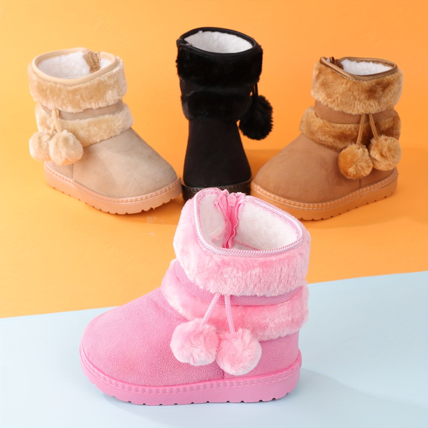 Cute Plush Ball Comfortable Boots For Girls