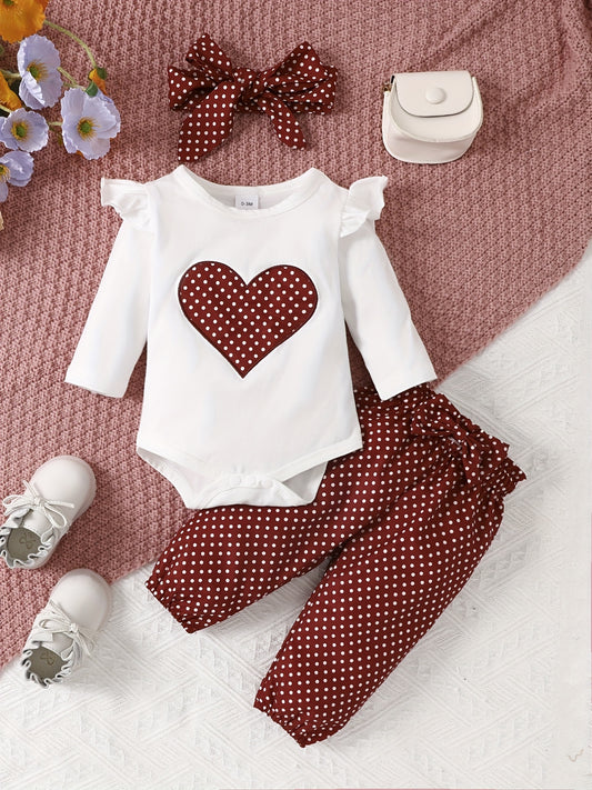 Baby Girl's Stylish Set, "Isn't She Lovely" Long Sleeve Onesie & Polka Dot Pants