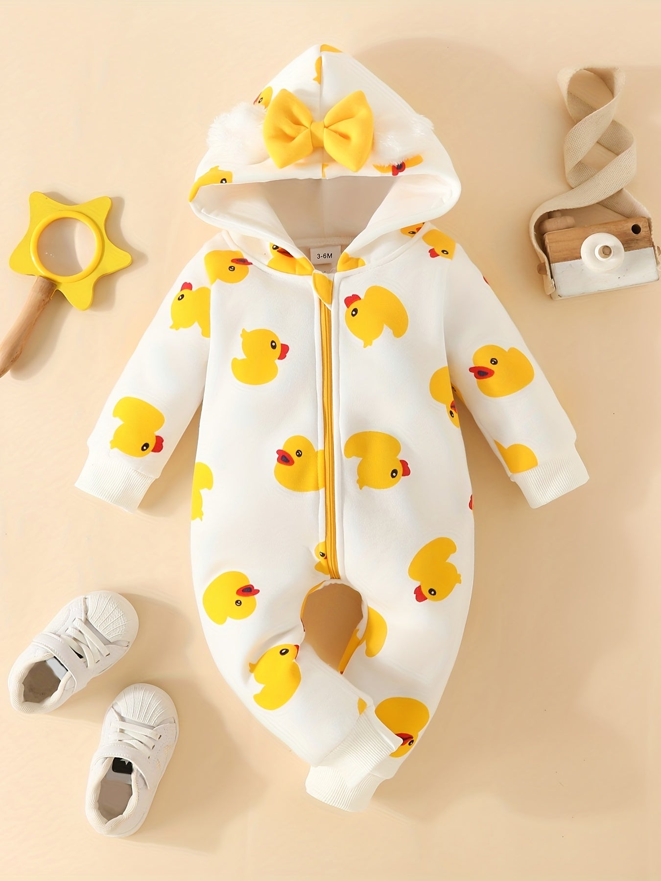 Baby Heart Print Hooded Jumpsuit