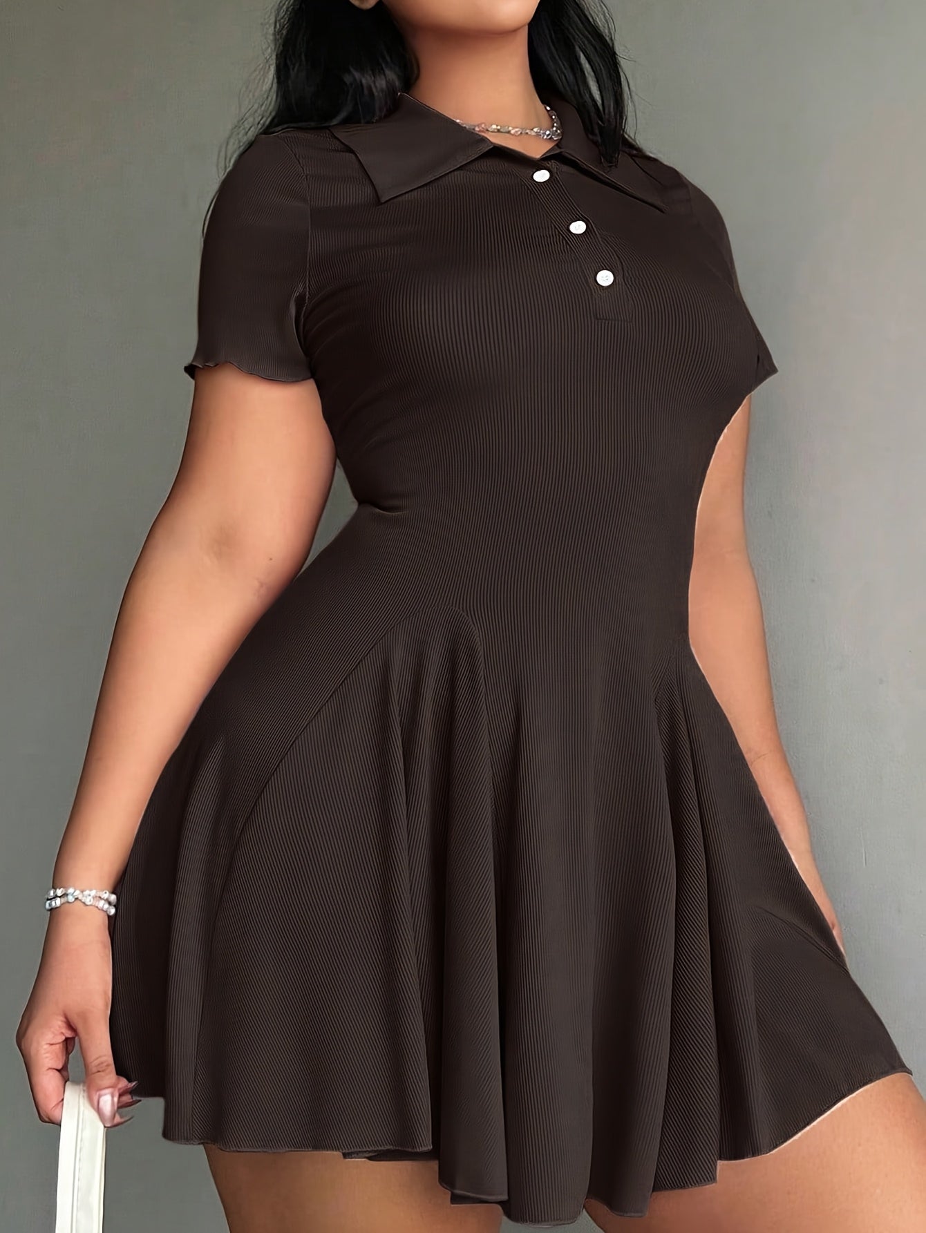 Women'S Casual Tennis Polo Dress - Short Sleeve, Button-Up Collar, Ribbed Texture, Knee-Length with Paddles, Beige, Casual Wear|Short Sleeve Dress|Buttonup Collar, Tennis Dress