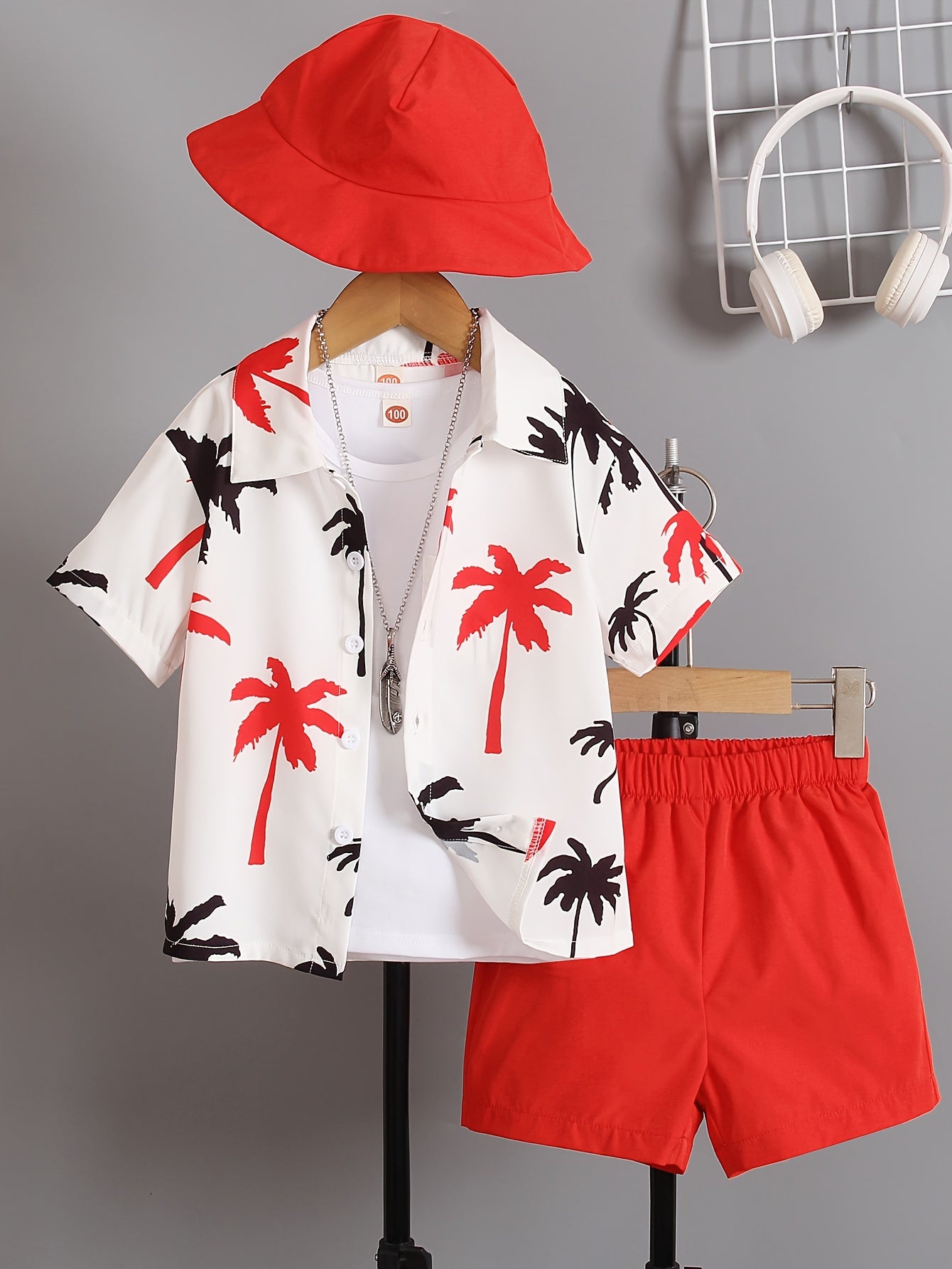 Boys Casual Coconut Tree Outdoor Wear