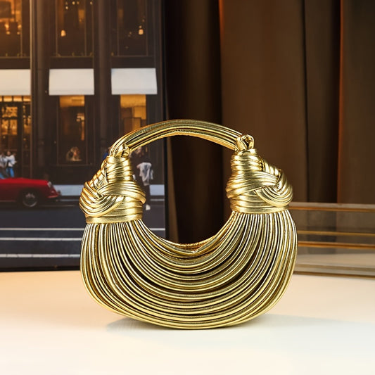 Trendy Bright Surface Handwoven Design Fashionable Women's Bag Knot Rope Handbag
