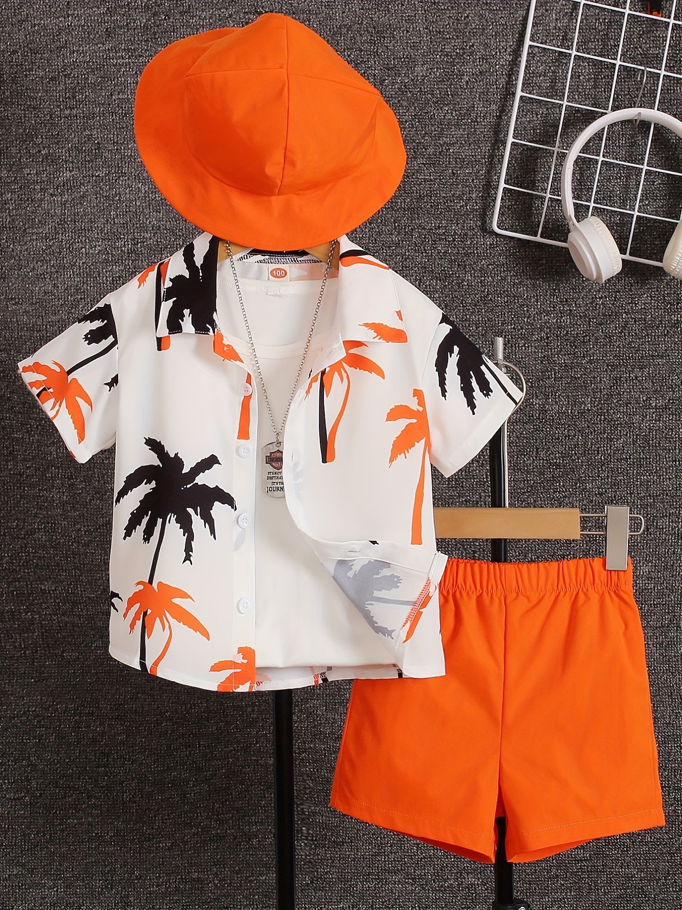 Boys Casual Coconut Tree Outdoor Wear