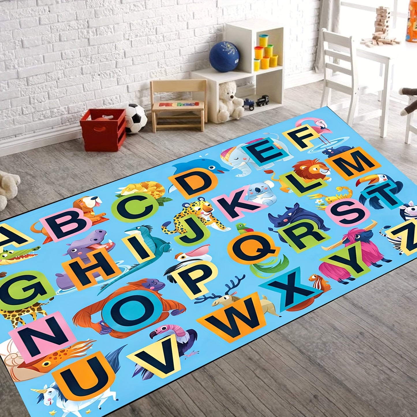 Educational Play Mat for Kids - ABC, Numbers, Animals Design