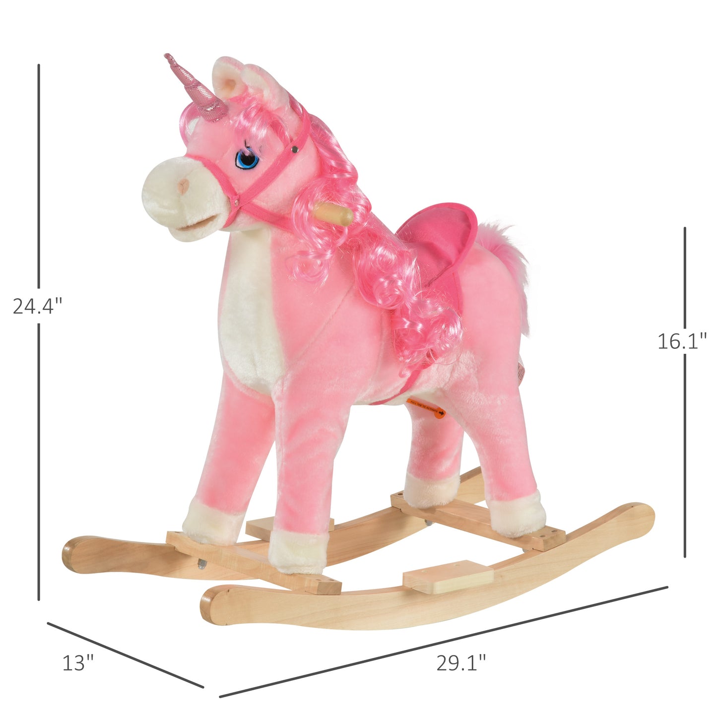 Kids Plush Rocking Horse Ride On Unicorn w/ Sound Moving Mouth Wagging Tail