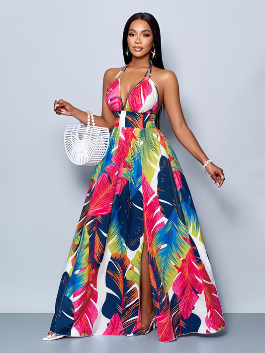Elegant Floral Print TropiGlam Dress