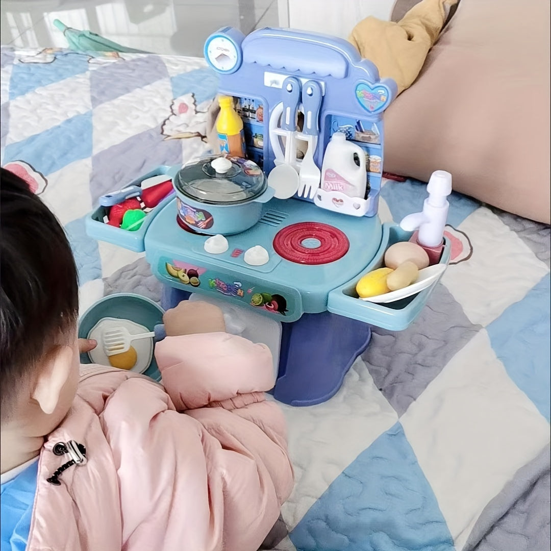 Kitchen Set With Sounds, Lights, Cooking Stove, Sink, And Play Food