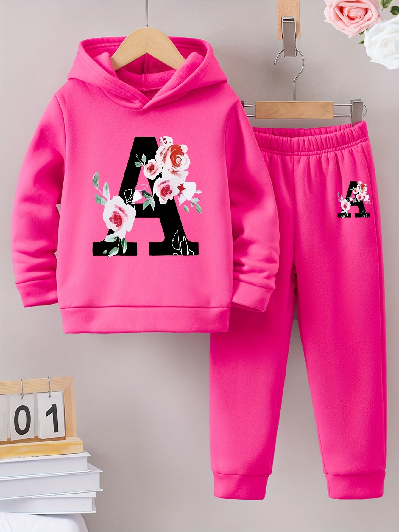 Floral Cat Hoodie and Joggers Set