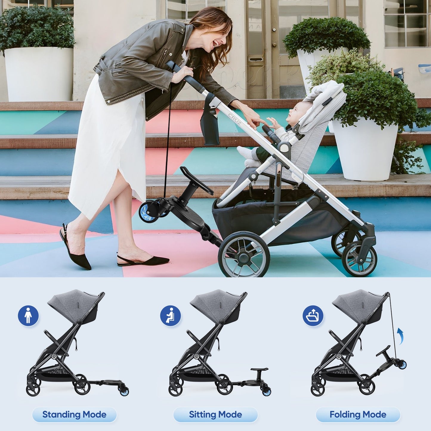 Guzzie+Guss Hitch Full Suspension Ride-On Stroller Board