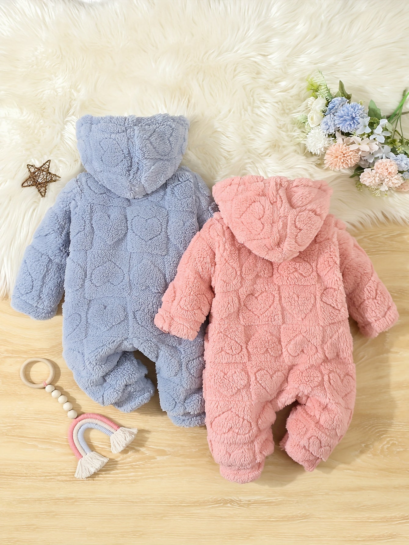 Cozy Fleece Hooded Rompers for Girls