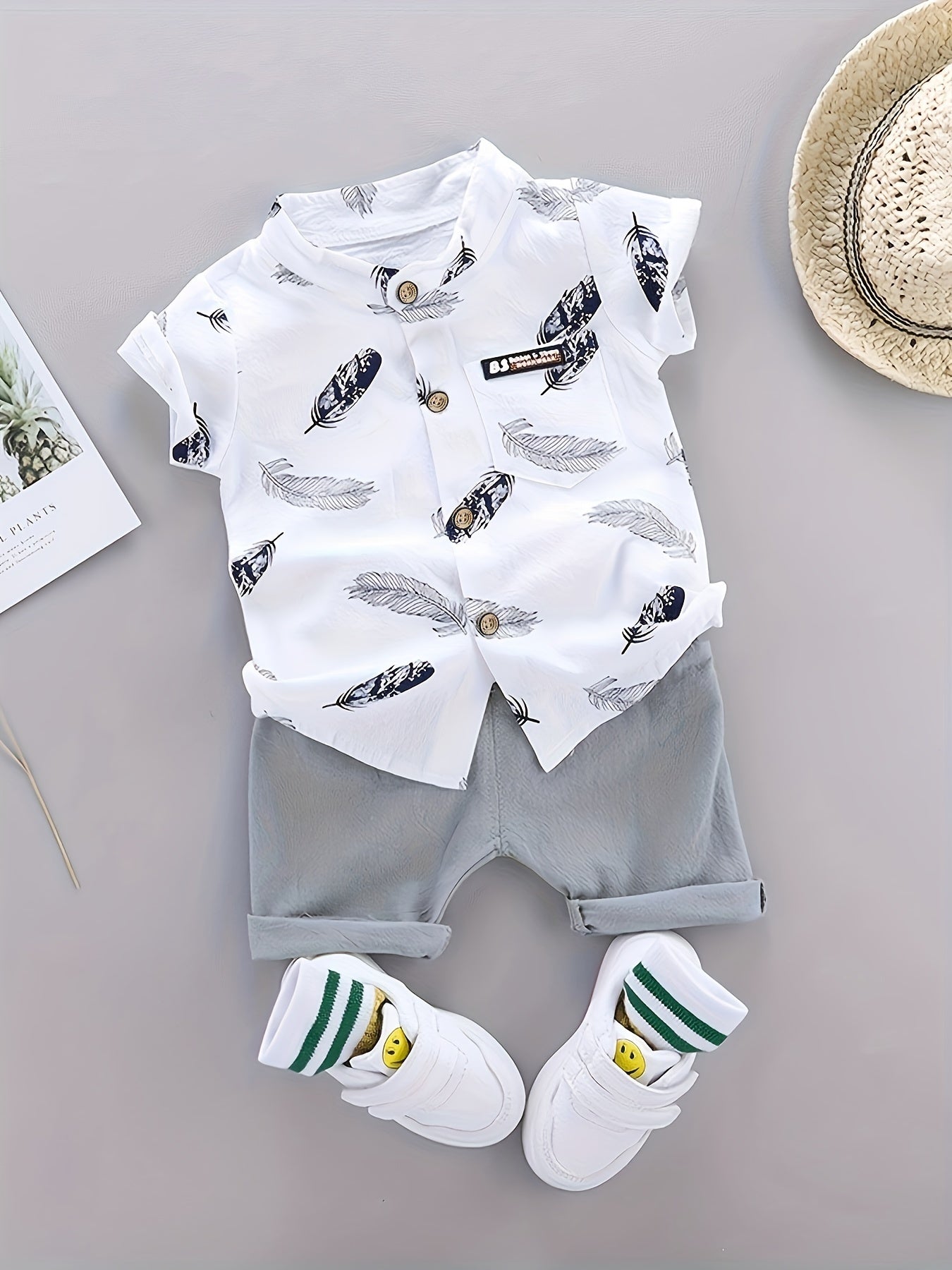 Baby's Feather Shirt/Pants Set