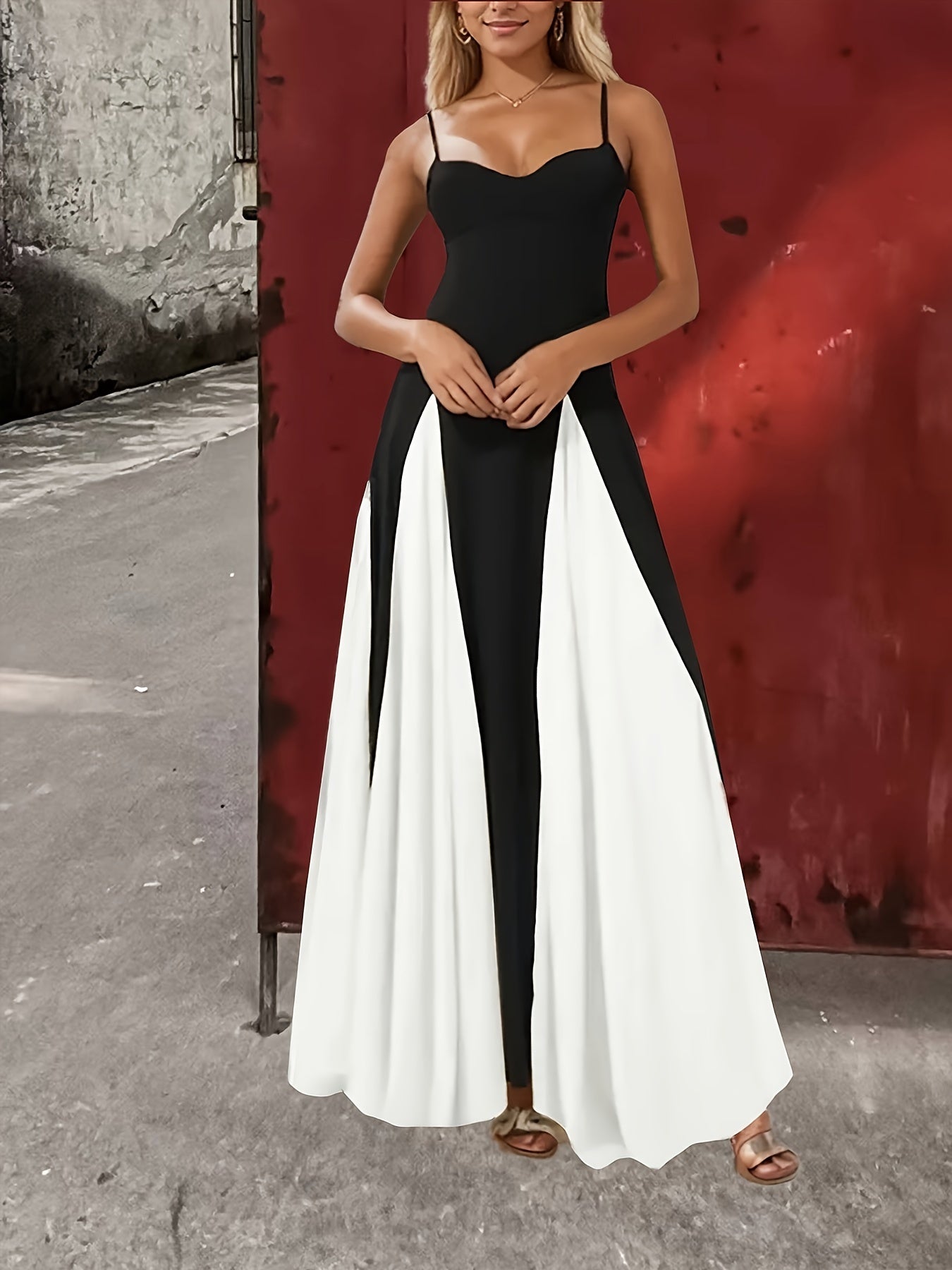 Women's Elegant Strapless Divine Contrast Dress