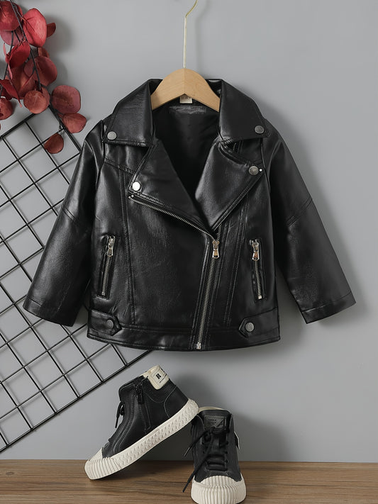 Children's Leather Jacket Zipper Coat