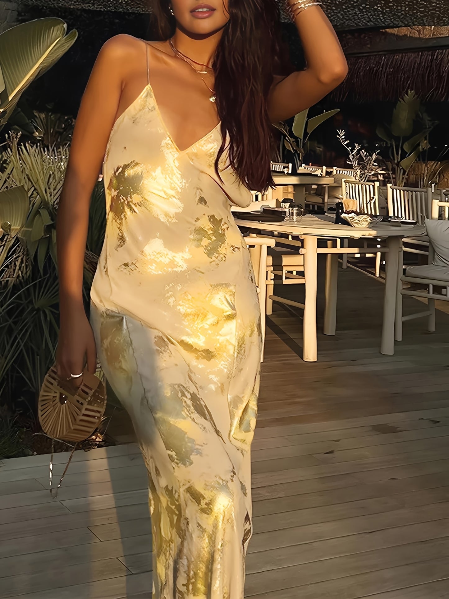 Women's Glam Glimmer Geometric Spaghetti Dress
