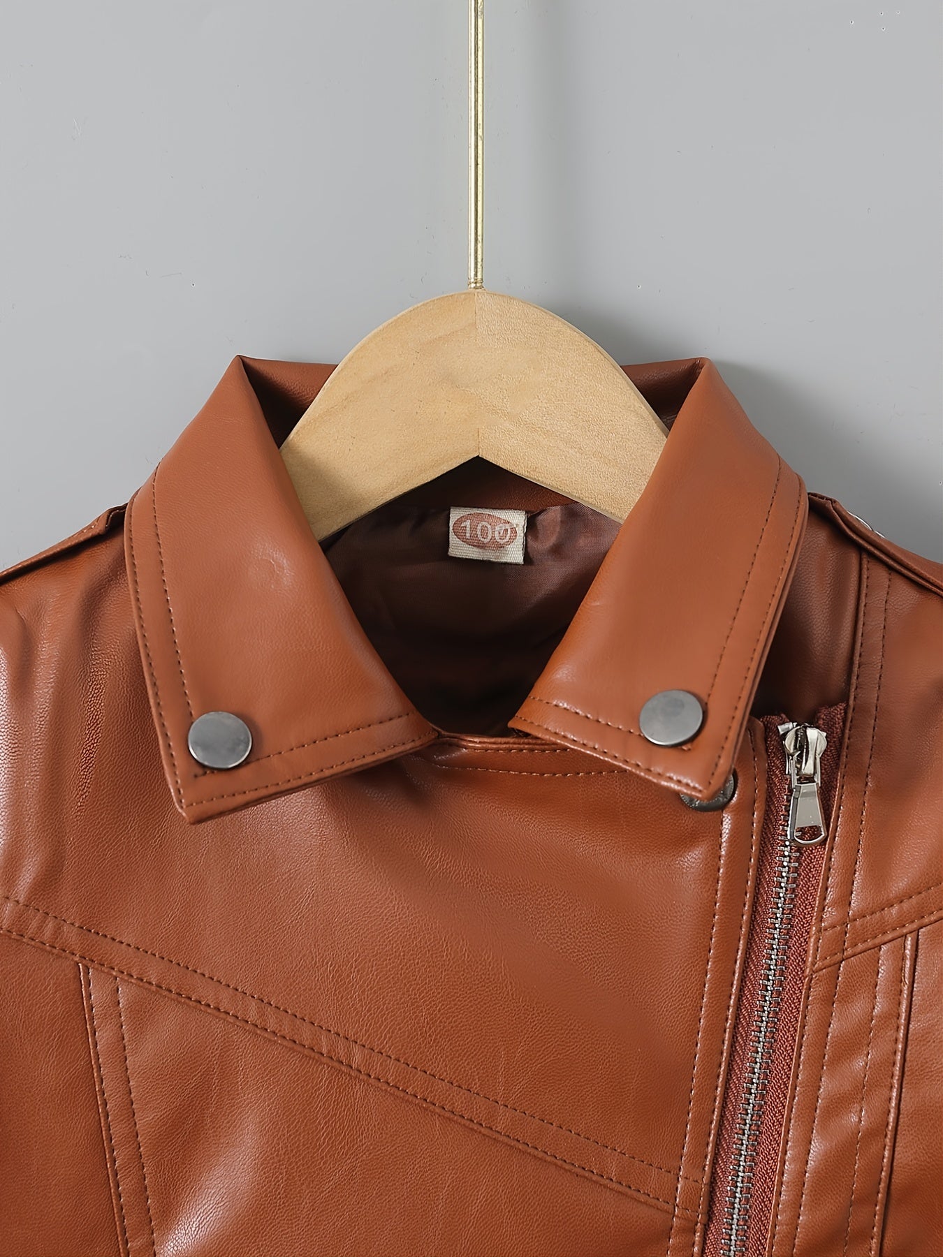 Children's Leather Jacket Zipper Coat