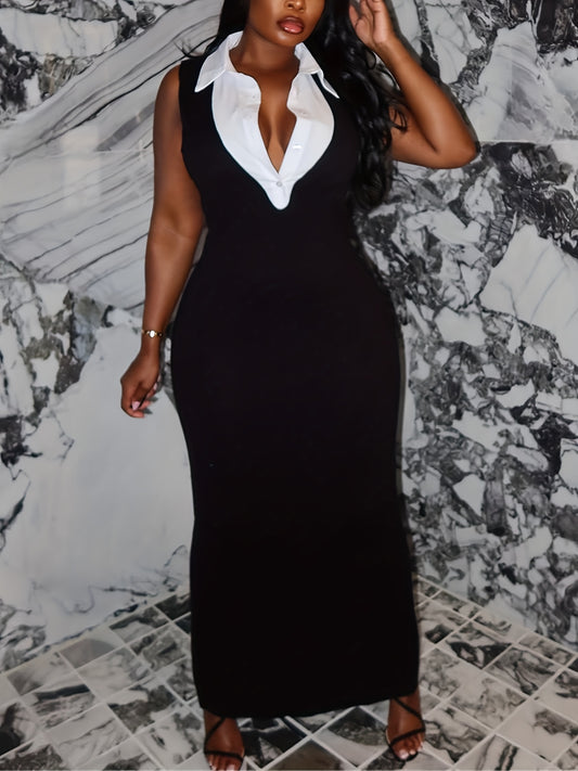 Bold Stitch Siren Slit Maxi Dress