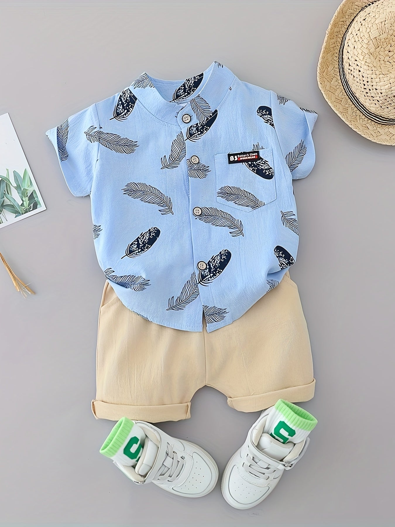 Baby's Feather Shirt/Pants Set