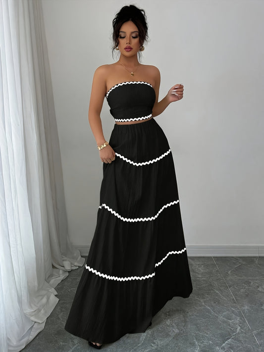 Women's Bohemian Fashion Sunset Wrap Co-Ord Skirt Pants Set