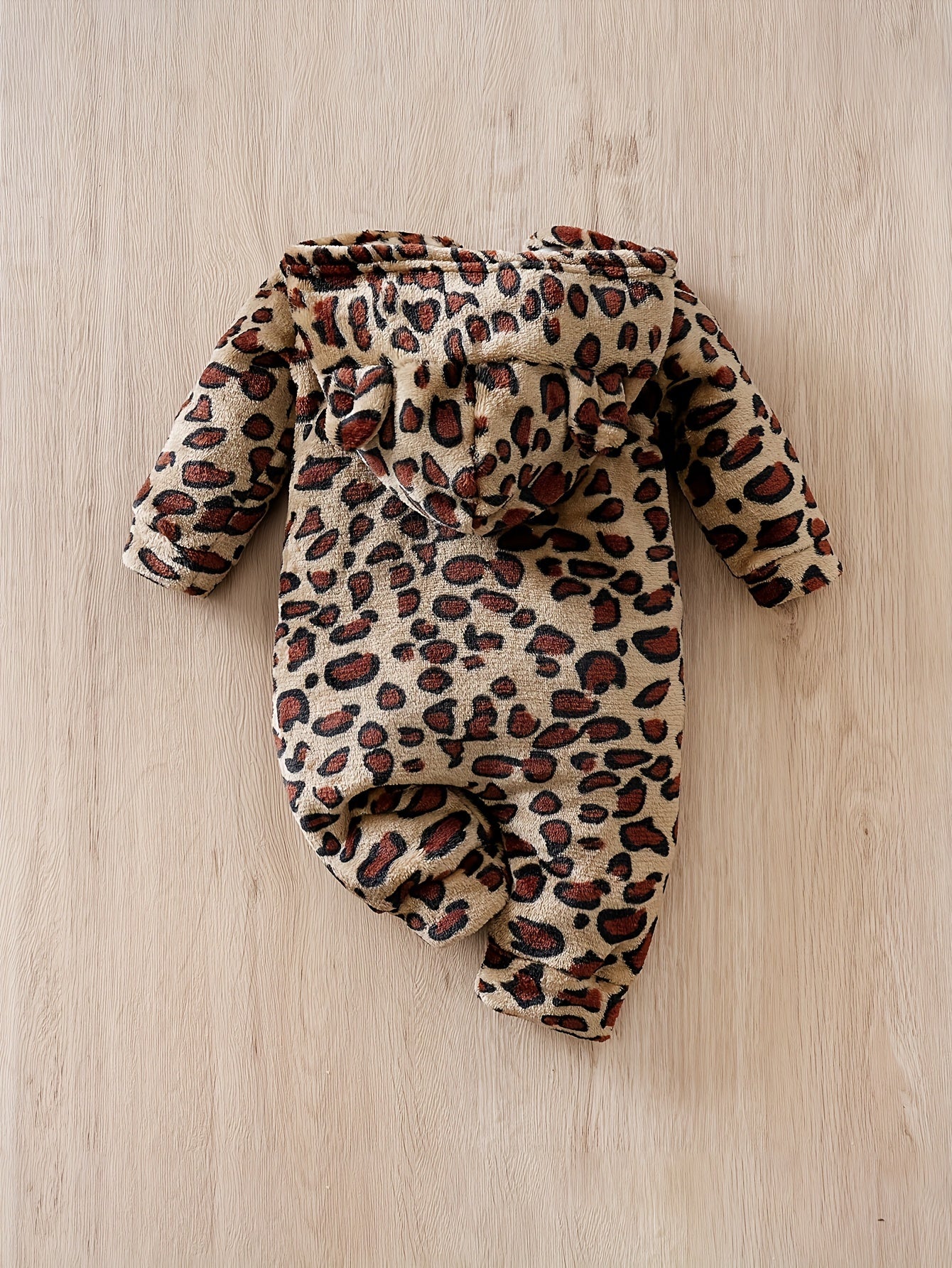 Baby's Leopard Pattern Long Sleeve Hooded Romper, Toddler & Infant Boy's Bodysuit